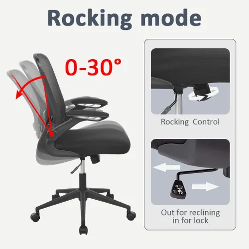 Vista 10 de BestOffice - Silla de oficina ergonómica de malla, silla de computadora giratoria con respaldo medio, con soporte lumbar, brazos abatibles, silla