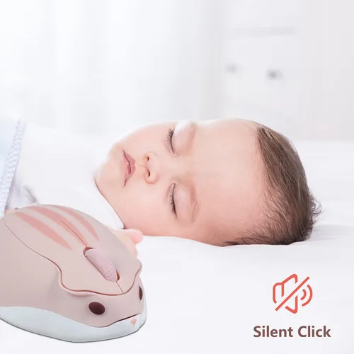 Vista 3 de Ratón Bluetooth, mouse inalámbrico con forma de hámster de animal lindo, mouse ergonómico inalámbrico con regalo, 1 clip de cable