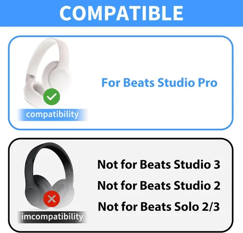 Vista 2 de Adhiper Fundas de silicona para los oídos para auriculares inalámbricos Beats Studio Pro, accesorios mejorados para auriculares Studio Pro con Beige