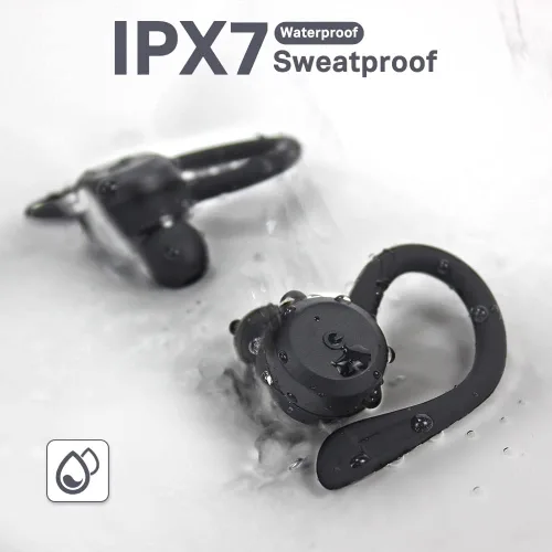 Vista 6 de Apekx - Auriculares Bluetooth, auriculares inalámbricos verdaderos con estuche de carga, IPX7 impermeable, sonido estéreo, auriculares con micrófono