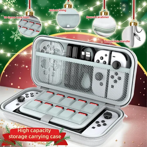 Vista 5 de Switch OLED Accessories Bundle 25 in 1 for Nintendo Switch OLED, Gift Kit with LED Display Cover, Carrying Case, Dockable Protective Case etc, Cool