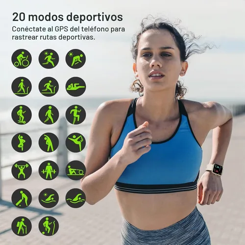 Vista 4 de TOZO S2 44mm - Reloj inteligente con Alexa, monitor de sueño, impermeable 5ATM, pantalla táctil HD, compatible con iPhone y Android, champán