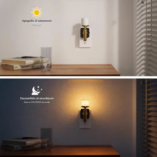 Vista 3 de JandCase - Vela de luz nocturna, luces nocturnas enchufables a la pared Vela-3000K (vidrio)
