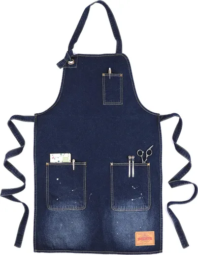 Vista 10 de Delantal de Chef de Mezclilla para Mujeres con Bolsillos, Delantal de Cocina de Camarera de Jean para Hombres para Cocinar Jardinería Pintura