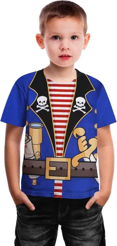 Vista 7 de Vackutliv Camisa de Halloween para niños pequeños, camisa de policía para niños, camisa de príncipe encantador, camisa pirata, camisa con estampado