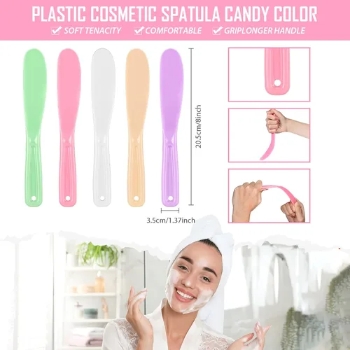 Vista 2 de 10 espátulas cosméticas de plástico, gelatina, loción para el cuidado de la piel, espátulas desechables para tratamientos faciales, aplicador