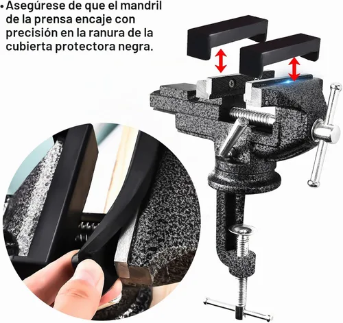 Vista 2 de GOXAWEE Tornillo de banco universal, abrazadera de mesa de 3.15 pulgadas, base giratoria de 360°, tornillo de banco pequeño para el hogar