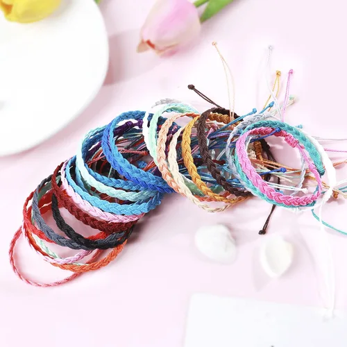 Vista 4 de Brazaletes impermeables de cuerda, para verano, con ola, brazalete para amistad, hecho a mano, para niña