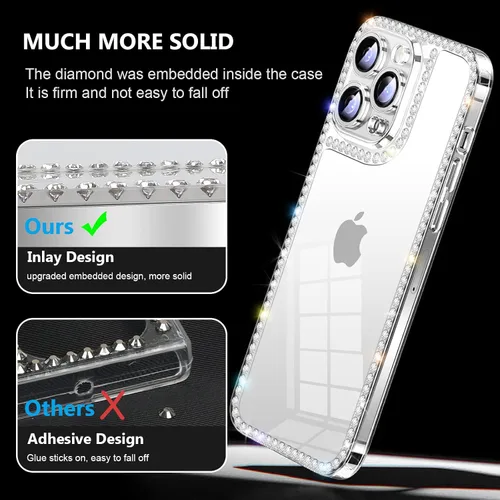 Vista 5 de Compatible con iPhone SE 2022/iPhone SE 2020/iPhone 7/iPhone 8 transparente para mujeres y niñas con purpurina 3D brillante brillante de lujo