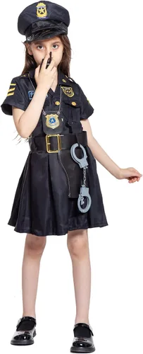 Vista 2 de JAZGROM Disfraz de oficial de policía para disfraz de Halloween de lujo