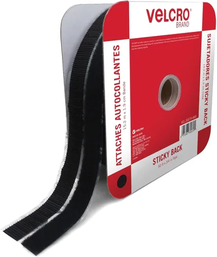 Vista 17 de VELCRO Brand Rollo de cinta negra de 5 pies x 3/4 pulgadas Con adhesivo Corte las tiras a la longitud deseada Cierres de gancho y bucle