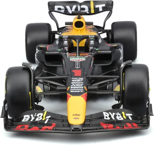 Vista 2 de Bburago 1:24 2023 Race Oracle Red Bull RB19 - Coche fundido a presión con figura #1 de Verstappen