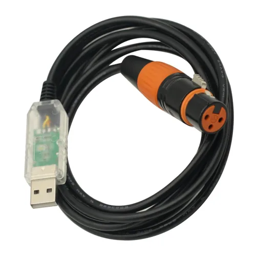 Vista 5 de Adaptador de interfaz USB a DMX Cable de luz de escenario PC DMX512 controlador regulador FT232 RS485 DMX USB Cable de conversión de señal