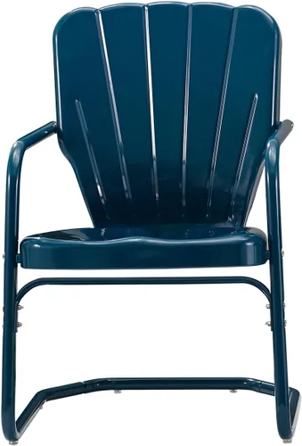 Vista 4 de Crosley Furniture Ridgeland - Juego de 2 sillas para exteriores, sillas de metal retro para comedor, porche, cubierta, azul marino