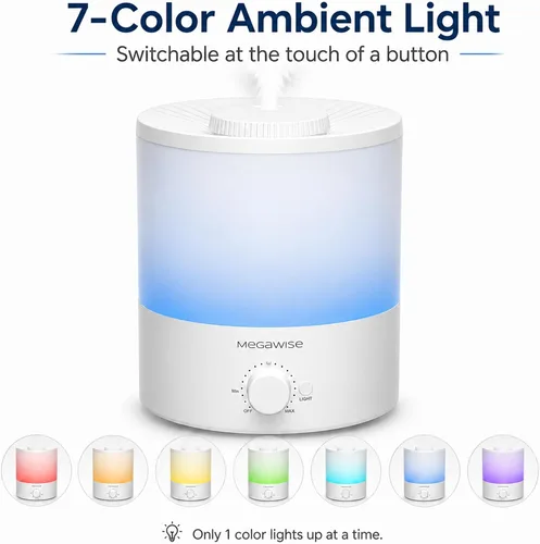 Vista 6 de Humidificador Ultrasónico de Vapor Frío MegaWise SK7620 - Capacidad de 1.5L, Operación Silenciosa, Salida de Vapor Ajustable, Apagado Automático
