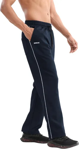 Vista 9 de BROKIG Gerade - Pantalones deportivos para hombre, pantalones deportivos de entrenamiento con cintura elástica, parte inferior abierta, pantalones