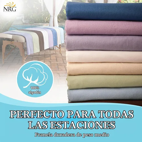 Vista 6 de NRG - Sábanas planas de franela de lujo para mesa de masaje – Ropa de cama de masaje 100% franela de algodón – 160 GSM, 200 hilos – Algodón suave