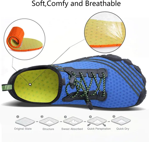 Vista 4 de MAYZERO Zapatos de agua para hombres y mujeres, zapatos de surf, playa, piscina, zapatos de punta ancha, senderismo, zapatos de agua, zapatillas