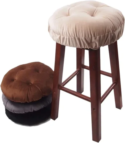 Vista 6 de Augld Cojín para taburete de bar, de terciopelo suave, acolchado, redondo, 12 pulgadas, terciopelo beige