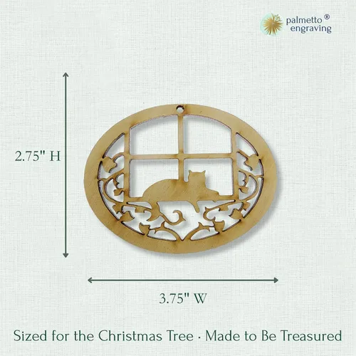 Vista 3 de Cat Ornament, Window Scene Xmas Decoration