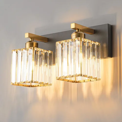 Vista 13 de Moderna lámpara de cristal para pared/tocador de baño, de 5 luces, color cromo Cromo torcido