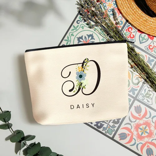 Vista 3 de Bolsa de maquillaje personalizada para regalos de damas de honor, regalos de boda para dama de honor, matrona de honor, regalo personalizado