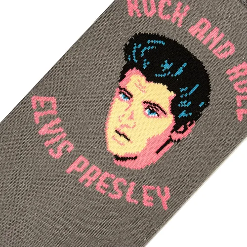 Vista 4 de Odd Sox Elvis Presley The King of Rock N Roll - Calcetines para hombre divertidos regalos de coleccionista Negro