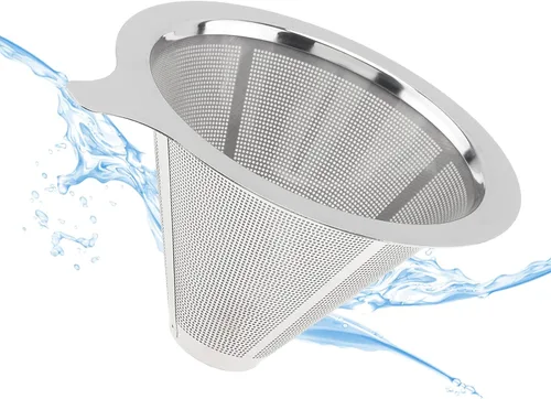 Vista 6 de TQEONKL - Gotero de café reutilizable sin papel, cono de metal, reutilizable, taza individual (2-4 tazas)