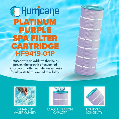 Vista 2 de Hurricane Filtros - Cartucho de filtro aséptico para piscina HF9419-01P Platinum Purple - Reemplazo para Pleatco PAP200, Unicel C-9419, Filbur