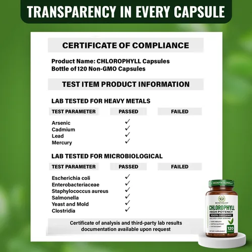 Vista 8 de Benevolent - Cápsulas de clorofila de 350 mg - 100% natural + ultra clorofila concentración de potencia 20x para impulso de energía, apoyo