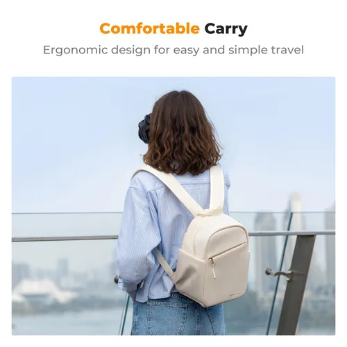 Vista 5 de K&F CONCEPT Mochila para cámara, bolsa ligera para fotógrafos, bolsa de fotografía portátil compatible con Canon/Nikon/Sony, color beige