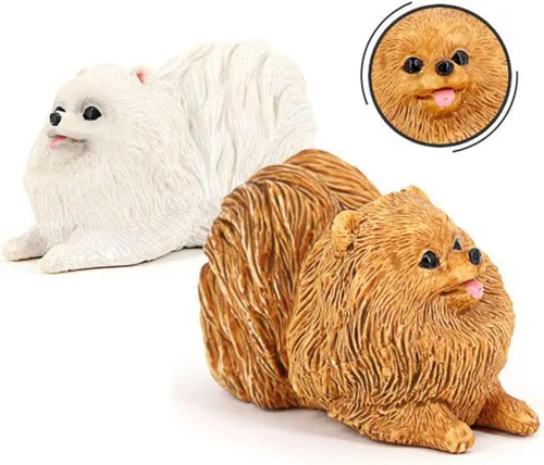 Vista 2 de Estatua de perro de Pomerania de plástico realista modelo de perro estatua