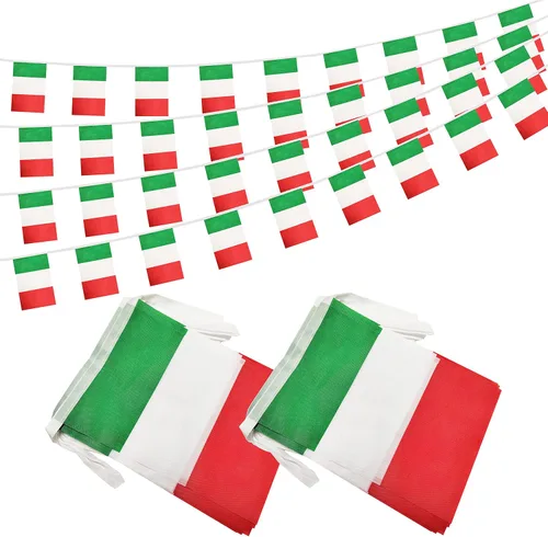 Vista 21 de Bandera argentina de 50 pies con cadena de bandera argentina, mini bandera argentina pequeña, para decoración de fiestas, tiendas y bares
