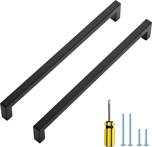 Vista 11 de Ravinte Paquete de 5 tiradores cuadrados de gabinete de 2-1/2 pulgadas, manijas negras para gabinetes de cocina, accesorios de cocina negros mate