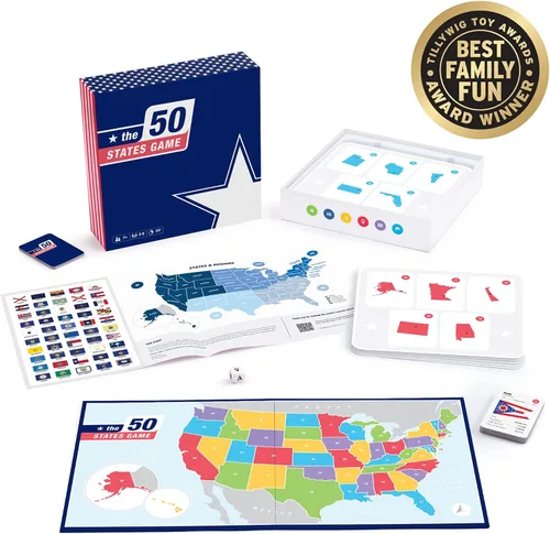 Vista 5 de The 50 States Game - Juego de mesa de geografía de EE. UU. - Juego educativo para niños y adultos - Aprendizaje divertido para niños y niñas