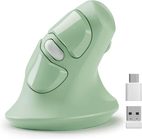 Vista 10 de MicroPack Ratón ergonómico, ratón inalámbrico vertical con USB A y receptor tipo C, diseño ergonómico que reduce la tensión muscular, ratón de 6