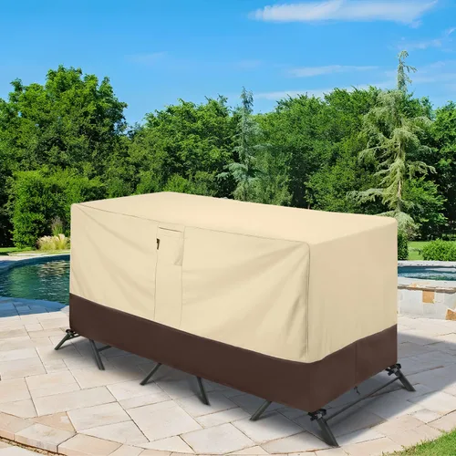 Vista 8 de Funda para patio bistró, funda impermeable para muebles de exterior, funda resistente para mesa y sillas de bar, 80 pulgadas de largo x 32 pulgadas
