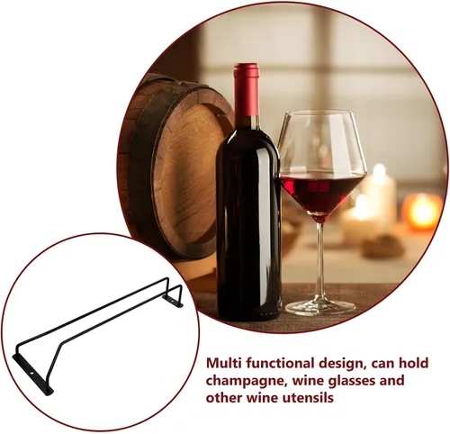 Vista 9 de Garneck Metal Bottle Holder Wine Storage Rack Single Row 33.8cm Iron Wire Wine Bottle Stand for Home Kitchen Dining Room