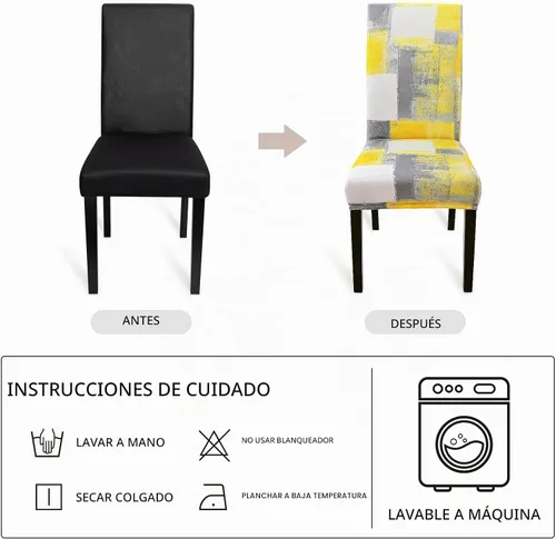 Vista 7 de Gibelle - Juego de 4 fundas para sillas de comedor, funda elástica de elastano para comedor, fundas extraíbles y lavables para sillas de cocina