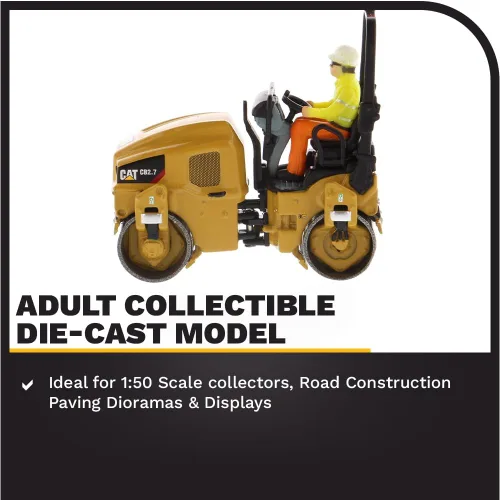 Vista 3 de Diecast Masters Compactador de utilidad CAT Caterpillar CB-2.7 con operador High Line Series 1/50 Diecast Model 85593
