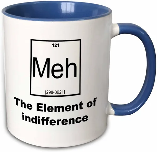 Vista 8 de 3dRose Meh-The Element of Indifference - Taza de dos tonos, 11 onzas, color negro