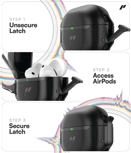 Vista 4 de Proof Labs Funda para AirPods 4 con candado, funda resistente para AirPods de 4ª generación con mosquetón, protección resistente y carcasa