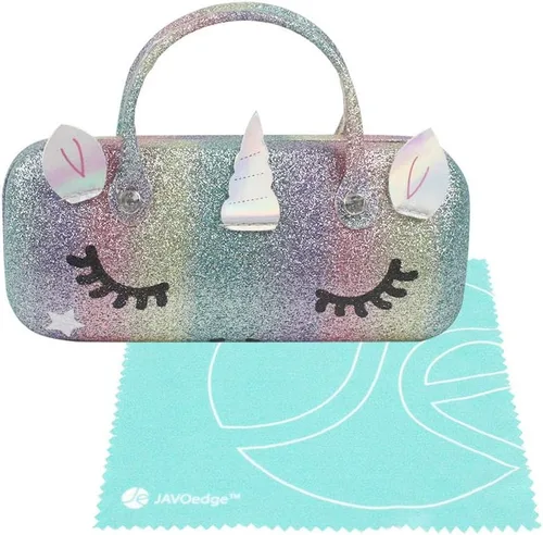 Vista 6 de JAVOedge Estuche rígido para niños, niñas, niños, carcasa rígida con asa y paños Peludo Púrpura