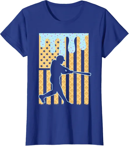 Vista 87 de Camiseta de béisbol Drip Boys Dripping Ice Cream Baseball American Flag, Negro -, Pequeña