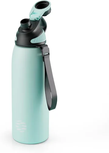 Vista 29 de Fjbottle Botella de agua aislada de acero inoxidable, botellas de agua a prueba de fugas de 32 onzas, vaso reutilizable de hielo, jarra de vacío