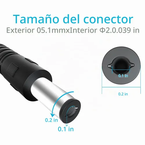 Vista 2 de Paquete de 2 cables de alimentación de CC macho a macho, cable de extensión de CC de 0.217 in x 0.083 in, cable de extensión de alimentación de 12 V