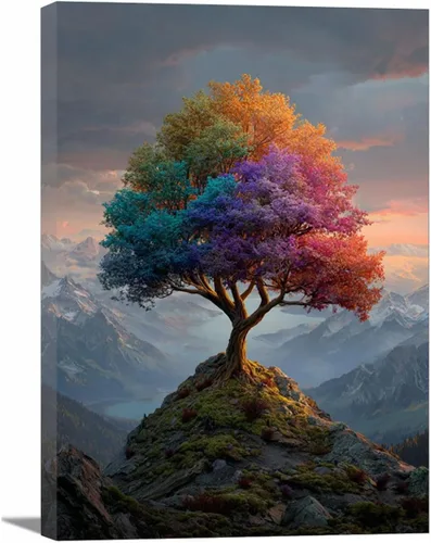 Vista 9 de VOCBAN Naturaleza árbol de la vida imágenes abstractas lienzo pintura grande moderno lienzo arte de pared árboles coloridos sala de estar decoración