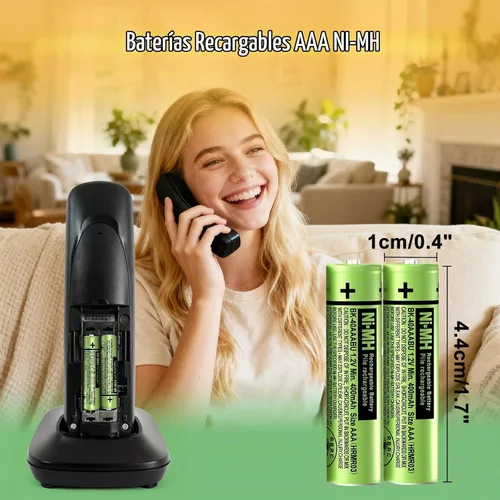 Vista 2 de Paquete de 12 baterías recargables NiMH AAA 400mah para teléfonos