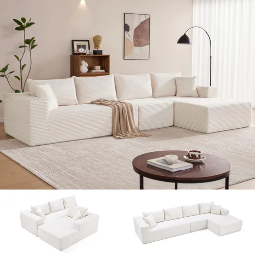 Vista 20 de Mangodan - Sofá seccional en forma de nube, sofá sin huesos para sala de estar, sofá seccional modular con asiento profundo, cómodo sofá de felpa