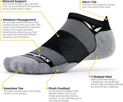 Vista 3 de MAXUS Swiftwick ZERO - Calcetines de golf y correr, cojín máximo (moca, grande), Moca